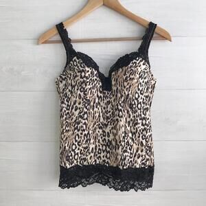 NWT Soma - Leopard print & lace Travelers Classic Addison Camisole Bustier, 34C